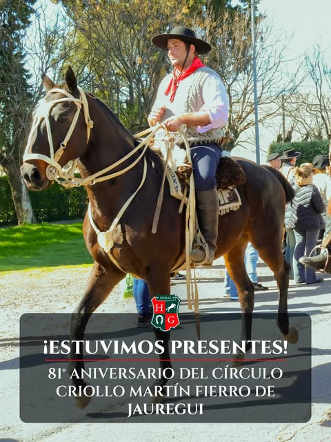 Publicación del haras sobre su participación en el 81° aniversario del Círculo Criollo Martín Fierro de Jáuregui